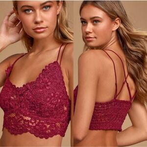Free People FP One Celine Lace Bralette Crop Top Mulberry M